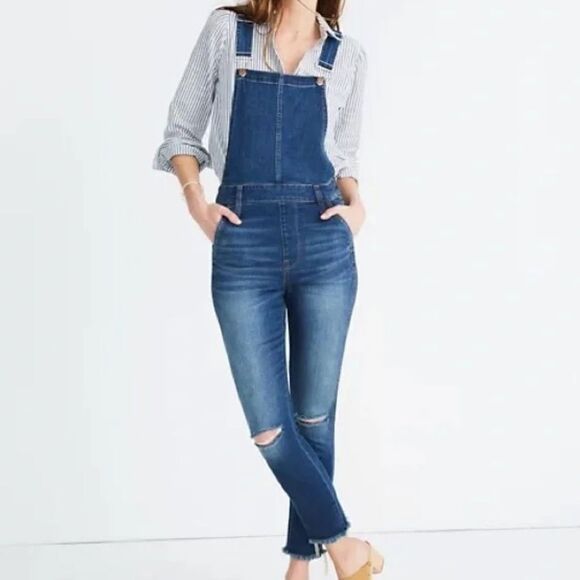 Madewell Roadtripper Overalls in Brodie Wash Ribbed Knees Stretchy S - Picture 1 of 7